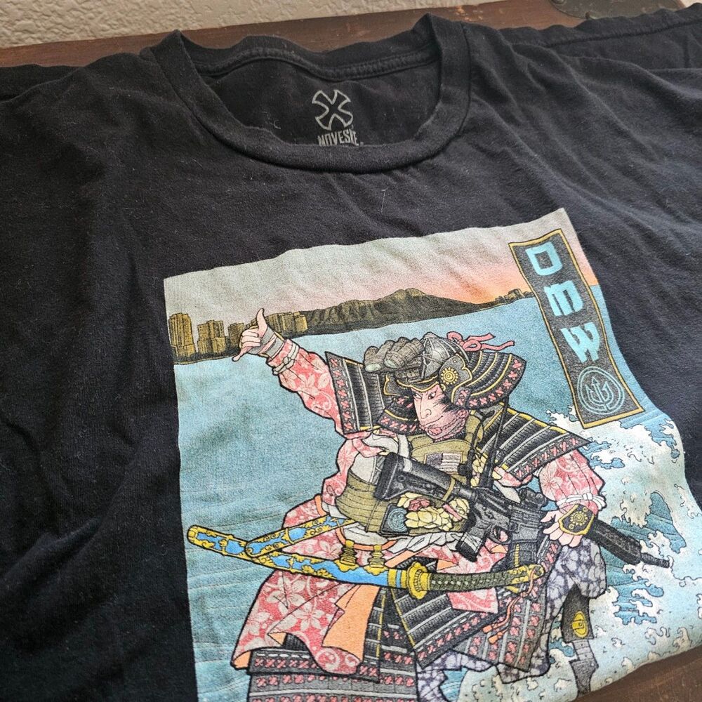 Noveske One More Wave Surfing Samurai Graphic T-Shirt Black Mens XL